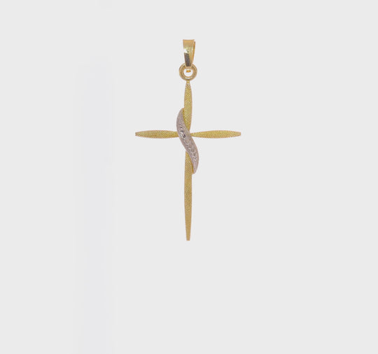 Solid 14k Two-Tone Gold Methodist Cross Pendant