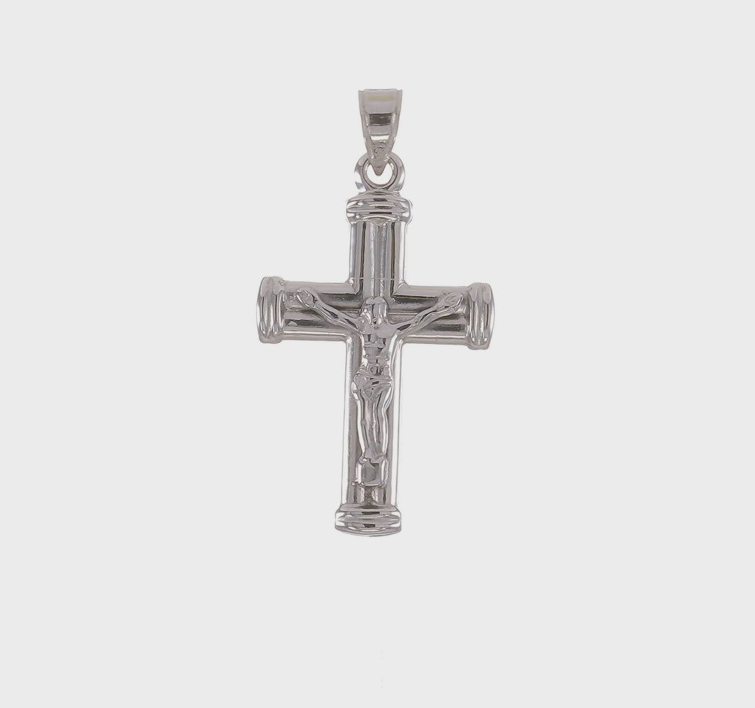 14k White Gold Reversible Crucifix Pendant