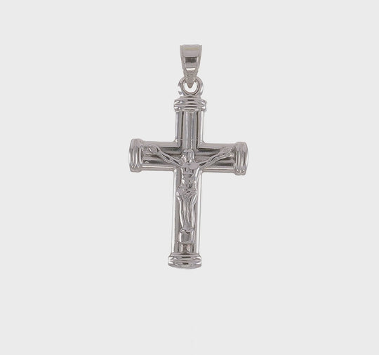 14k White Gold Reversible Crucifix Pendant