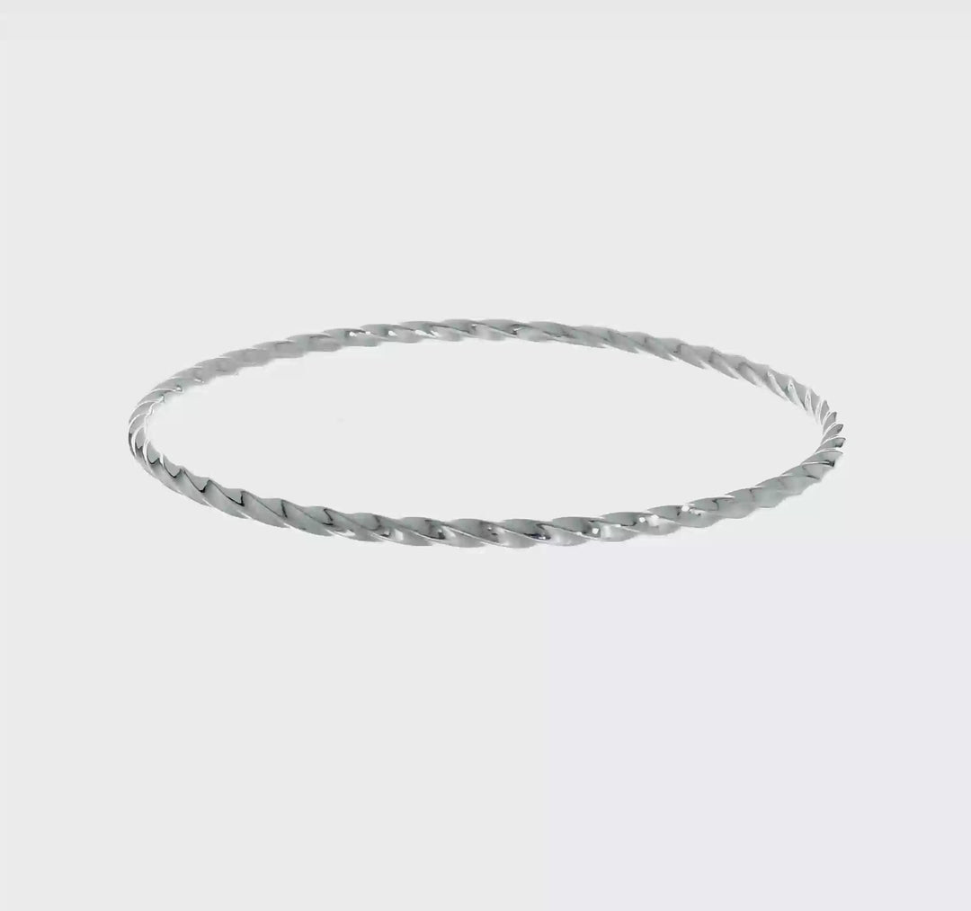 14k White Gold 2.5mm Twisted Slip-on Bracelet