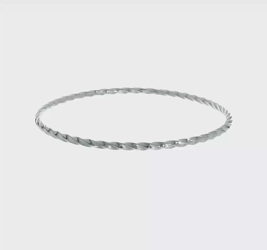 14k White Gold 2.5mm Twisted Slip-on Bracelet