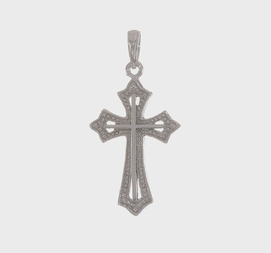 Crucifix Pendant with Pearls in 10k White Gold
