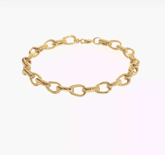 Pulsera con Enlaces de Diseño en Oro de 14k Pulido