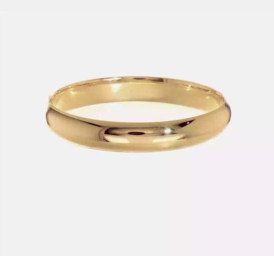 14K Yellow Gold 7/16 Oversize Bangle Bracelet, High Quality Polished with Hinged