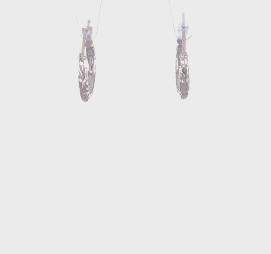 Diamond-Cut Round Tube Hoops in 14k White Gold (2mm x 13mm)