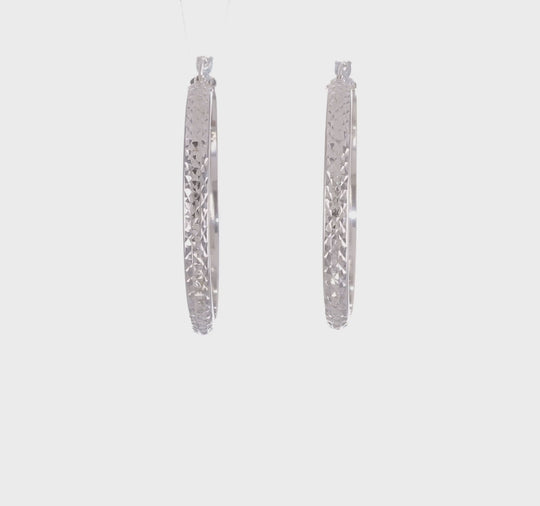 Aretes de Aro en Oro Blanco de 14k con Corte Diamante