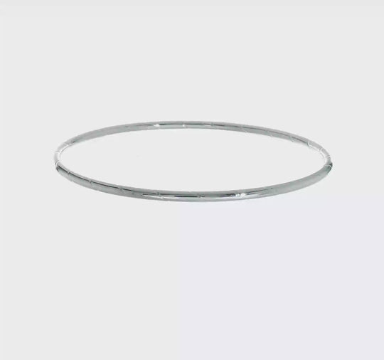 14k White Gold Sliding Bangle with Grooves (2.5 mm)