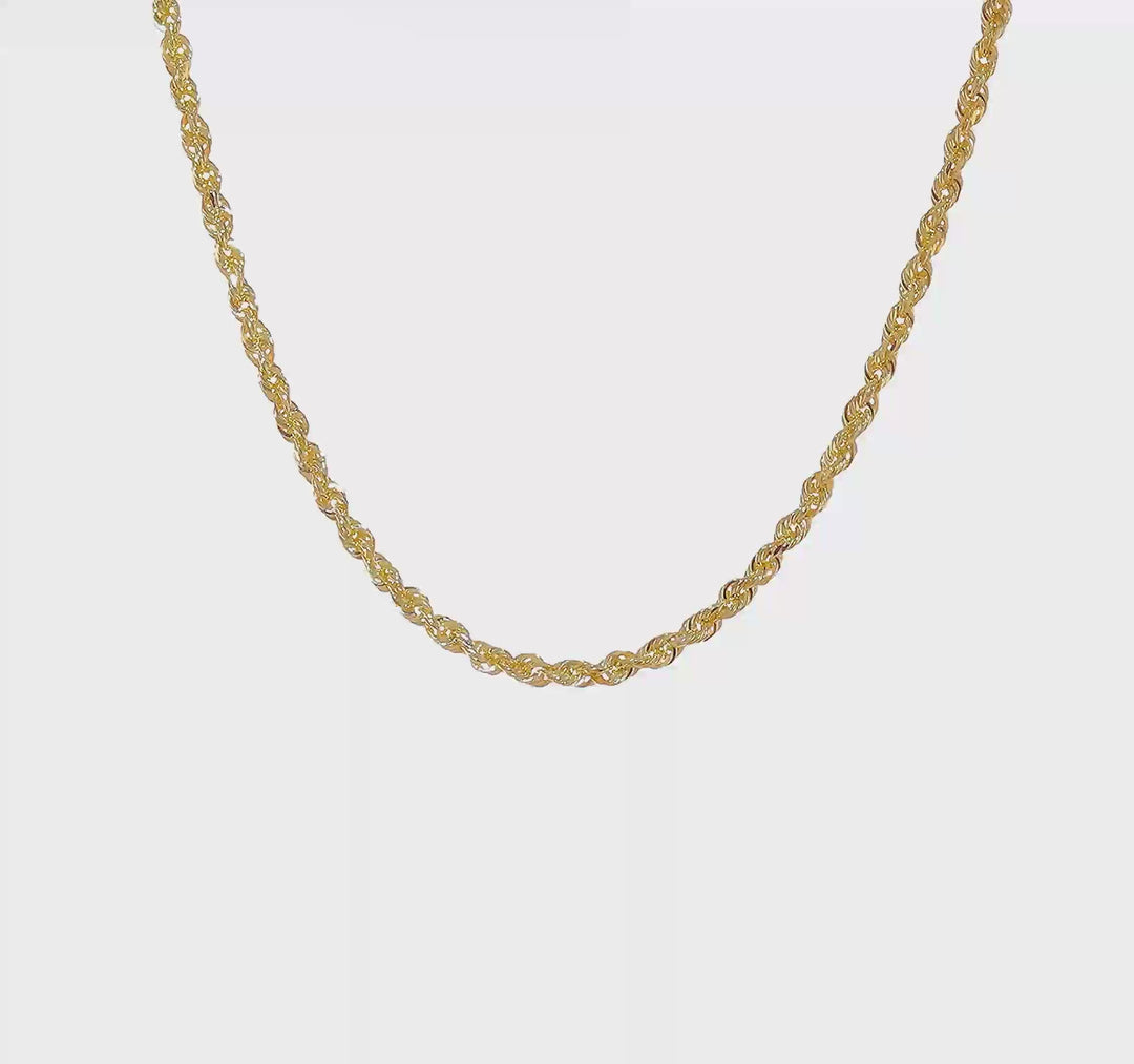 Cadena de Cuerda Cuádruple de 10K Oro Amarillo de 30 Pulgadas y 2.75mm con Cierre de Langosta