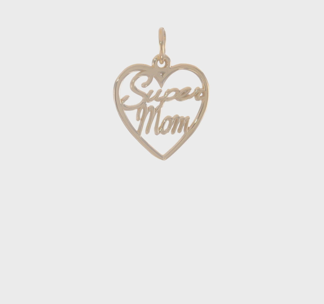 Dije de mamá "Super Mom" en Oro Amarillo de 10k