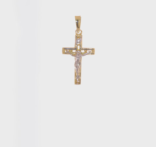INRI Crucifix Pendant 14k Two Tone Polished Solid