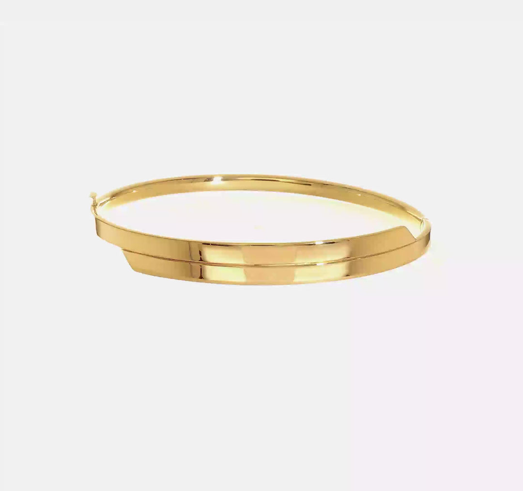 14k Yellow Gold 2/16" Polished Overlay Hinged Bangle Bracelet