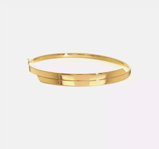 14k Yellow Gold 2/16" Polished Overlay Hinged Bangle Bracelet