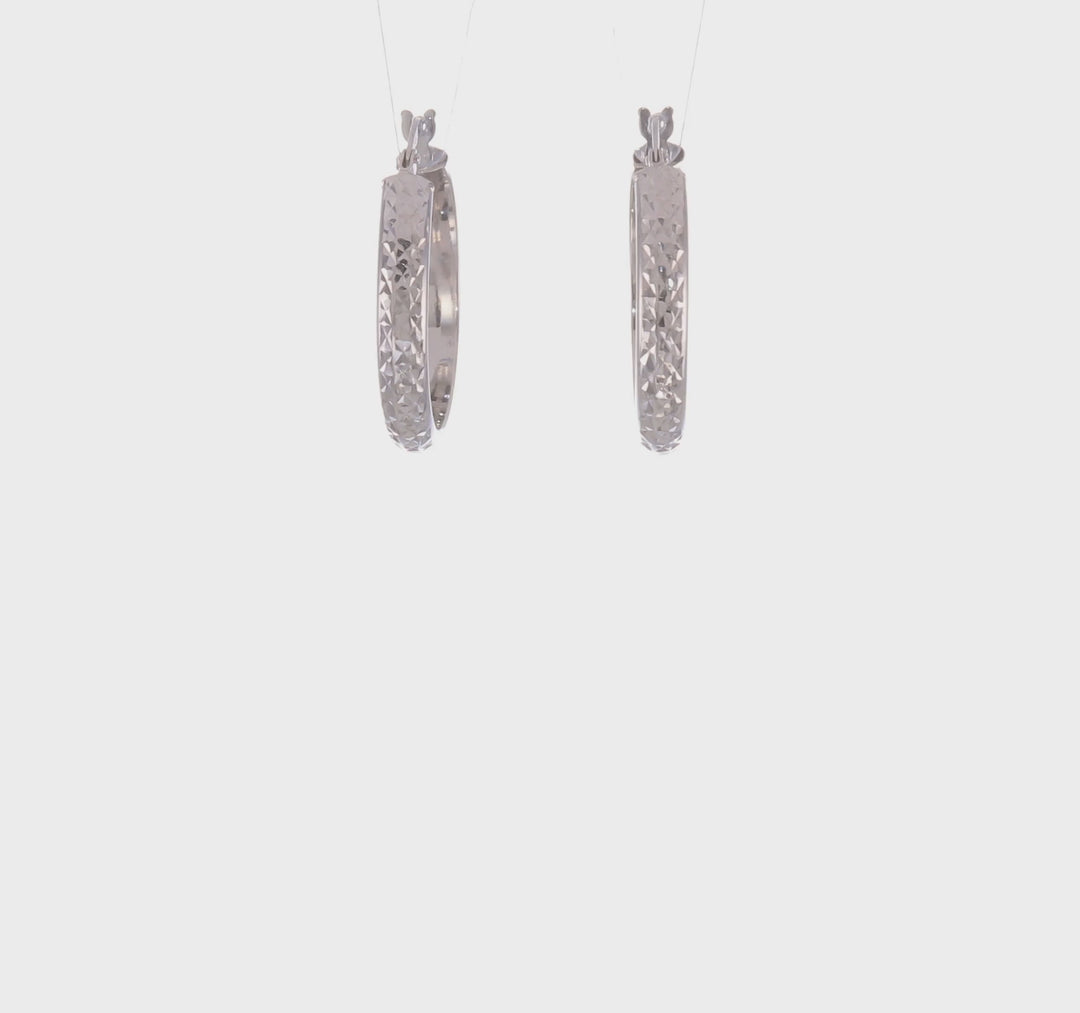 Aretes de Aro en Oro Blanco de 14K con Corte Diamante