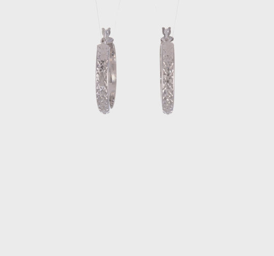 Aretes de Aro en Oro Blanco de 14K con Corte Diamante