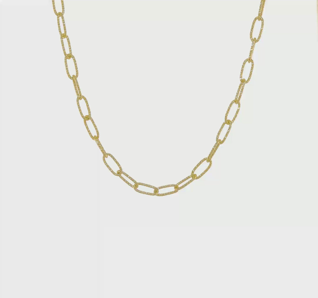 14K Yellow Gold Textured Open Necklace