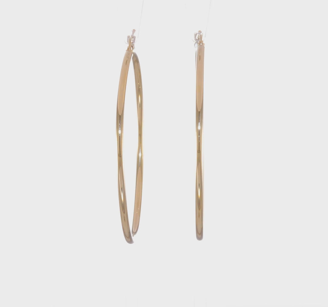 Aretes de Aro Tubular Pulidos de 14k de 2x50mm