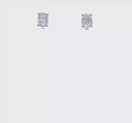 1 ct Lab Grown Diamond Stud Earrings, 14k White Gold with 4-Point Setting (VS+ F+)