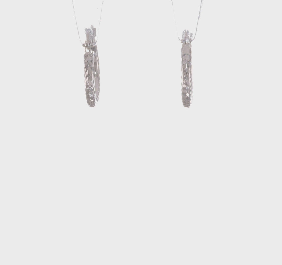 Diamond-Cut Round Tube Hoops in 14k White Gold (2mm x 15mm)