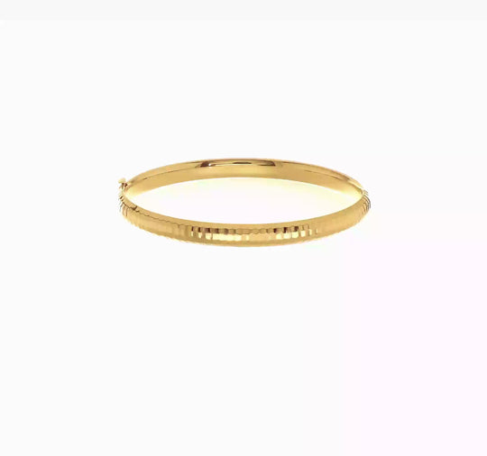 14K Yellow Gold Children's Bangle Bracelet with Hammered Finish and Hinge