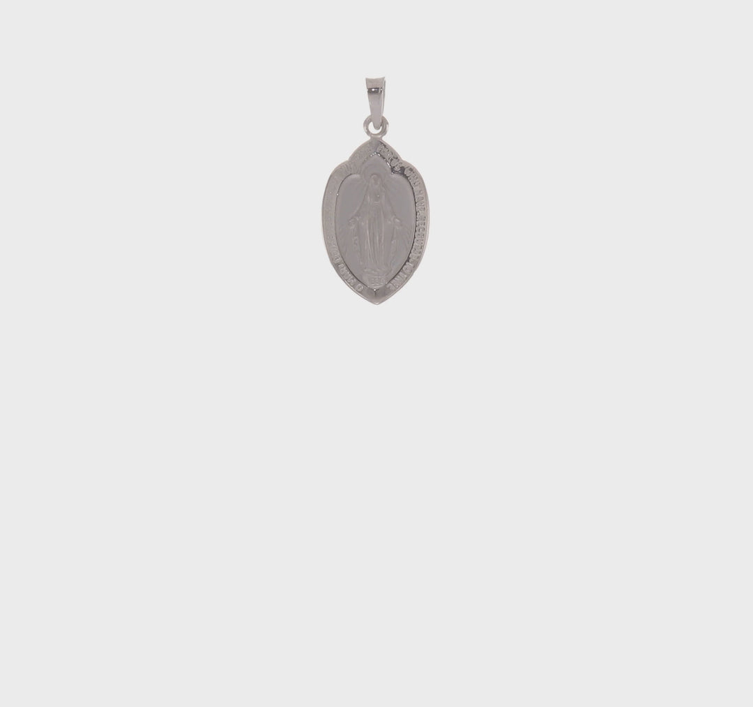Dije Sólido de Medalla Milagrosa en Oro Blanco de 14k