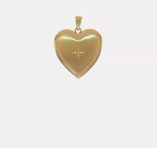 4K 24mm Diamond Heart Locket in Satin and Polished Finish