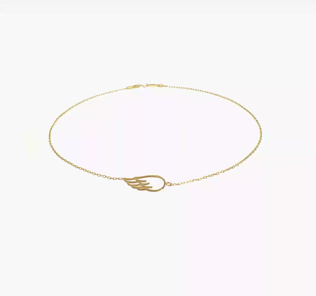 Tobillera de Ala de 14K de 10 Pulgadas + Extensión de 1 Pulgada