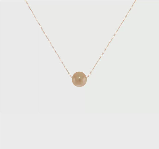 Half-Round Freshwater Pearl Necklace in 14K Rose Gold, 17 inches