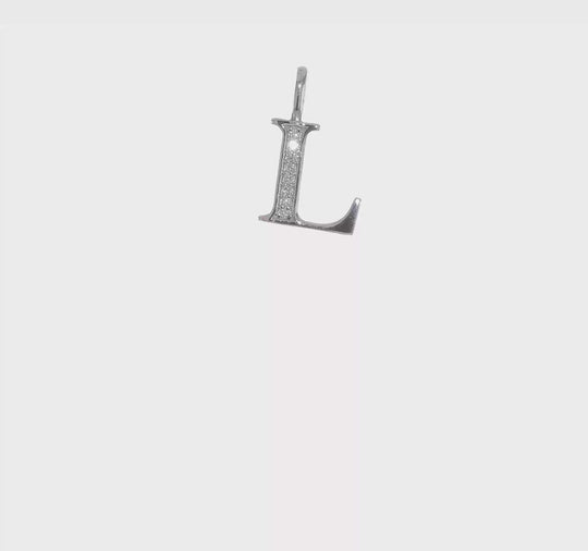 Dije Inicial Letra “L” con Diamantes en Oro Blanco de 14K
