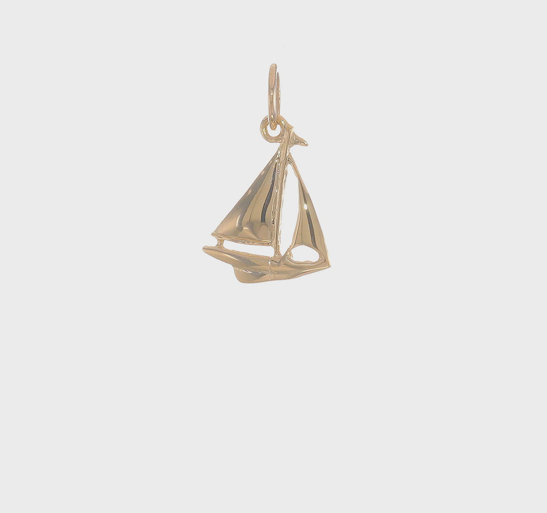 Colgante de Vela en 3D en Oro de 14K