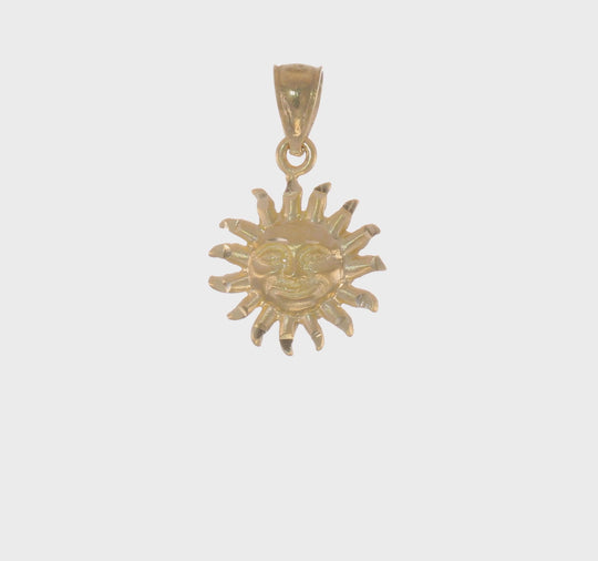 Dije Sol Satinado con Corte Diamante 14k