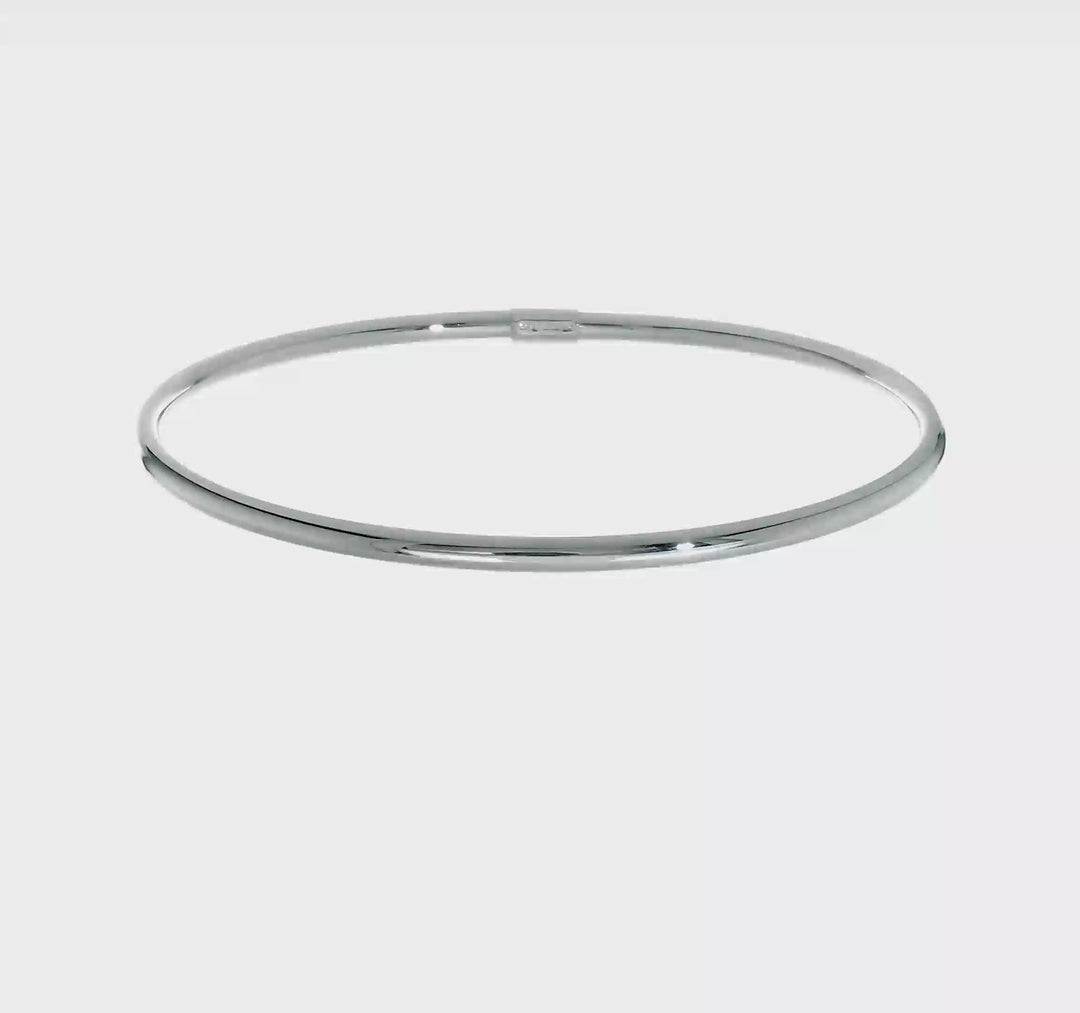 14k White Gold 3mm Polished Round Tube Bangle Bracelet