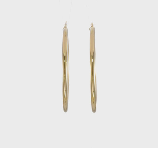Aretes de Aro Tubulares Livianos en Oro Amarillo de 14K Pulidos de 4 mm