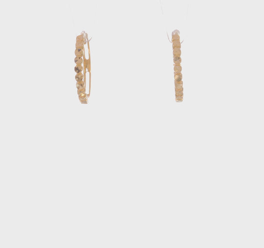 14k Yellow Gold 2x16mm Diamond Cut Hinged Hoop Earrings
