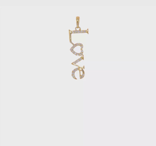 Colgante de Diamantes "Love" en Oro de 14k Pulido