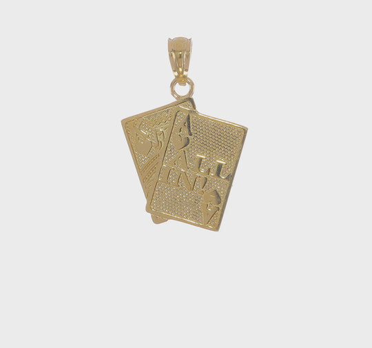 Colgante de Cartas As de Corazones y Rey de Corazones "All In!" en Oro de 14k