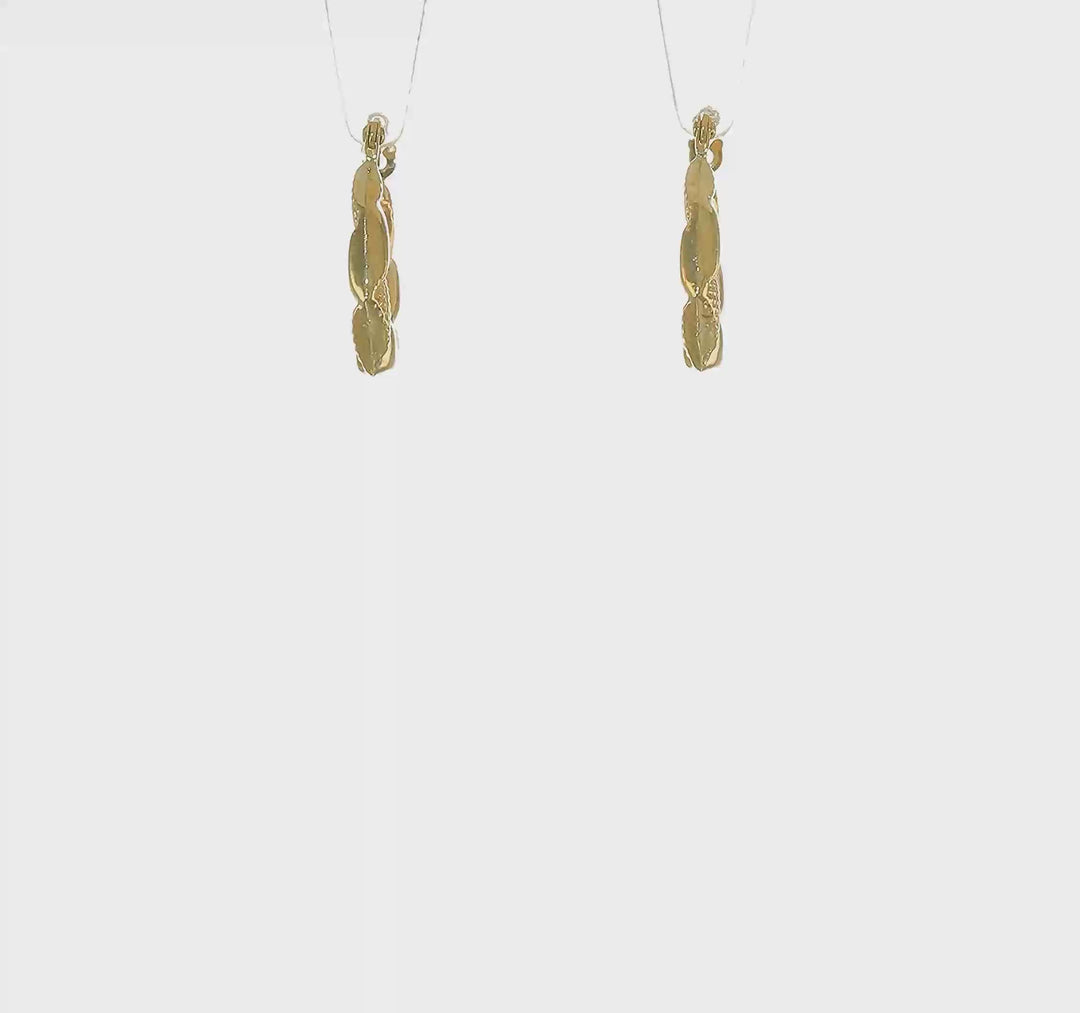 Pendientes de Aro Hueco Texturizado con Bisel en Oro Amarillo de 10K