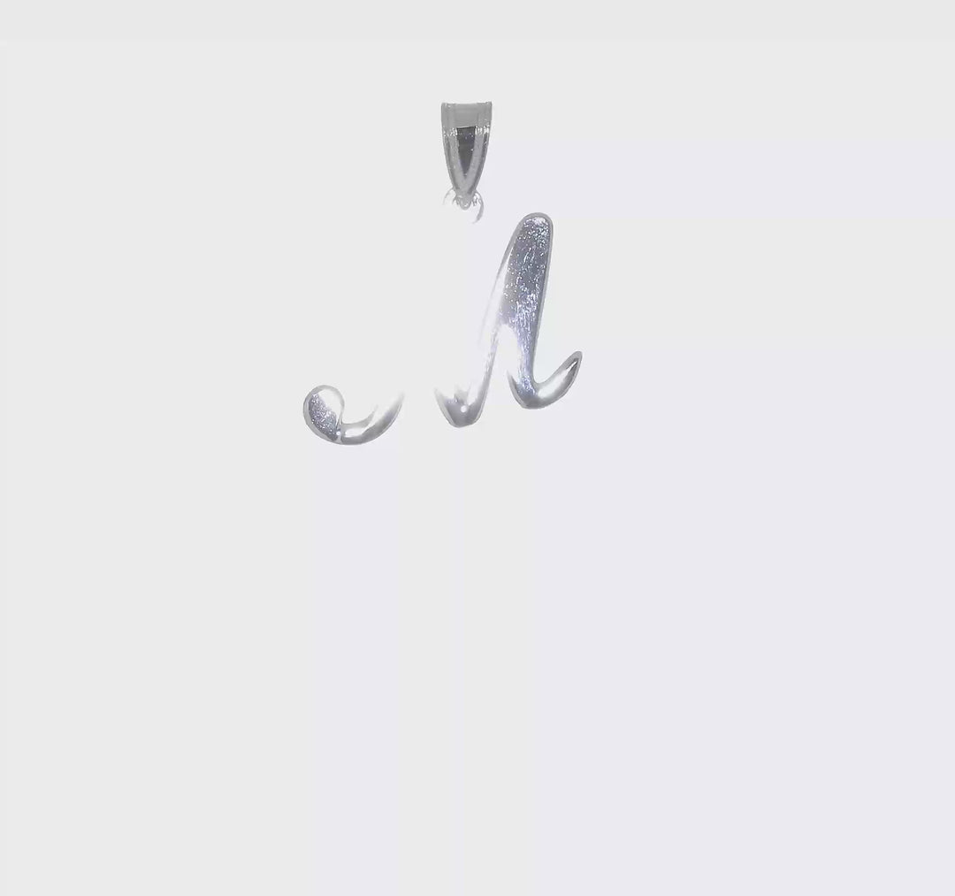 Colgante con Letra “M” en Escritura Cursiva en Oro Blanco de 14K