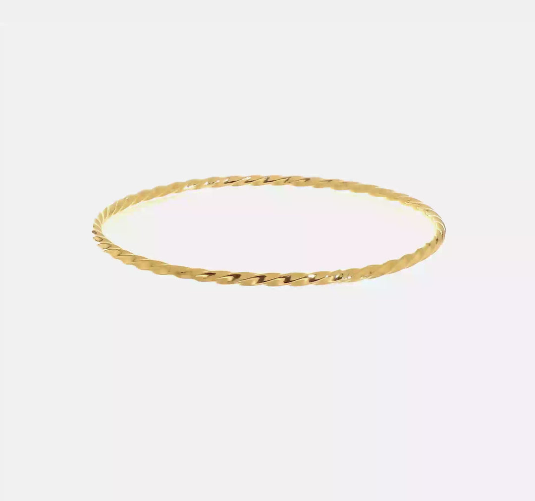 14k Yellow Gold 2.5mm Twisted Slip-on Bracelet