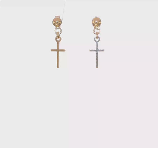 Pendientes Colgantes Cruz de Oro Amarillo de 10k Pulido