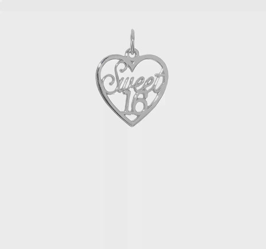 Colgante "Sweet 16" en Corazón de Oro Blanco de 10K