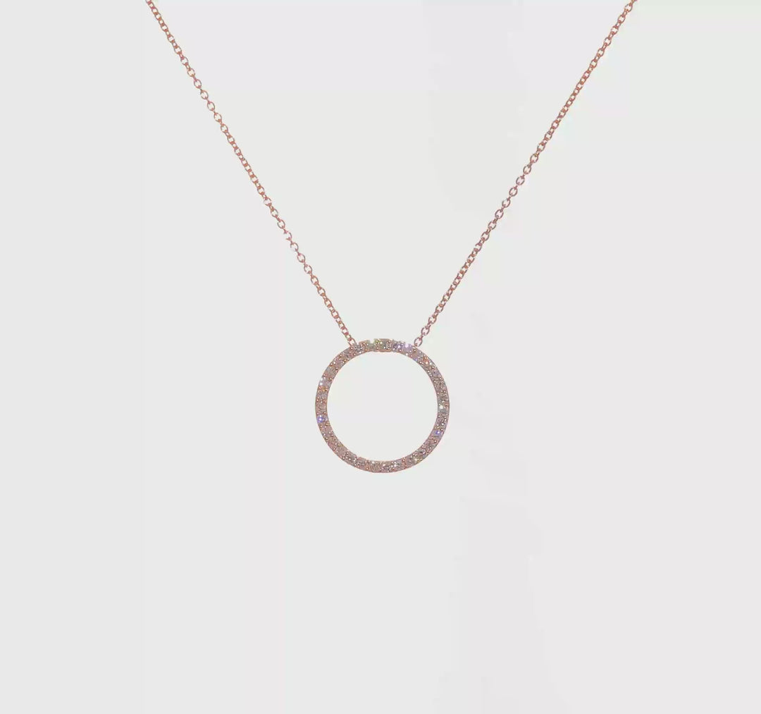 1/2 Quart Lab-Created Diamond Round Pendant Necklace in 14k Rose Gold, 18 Inch Chain