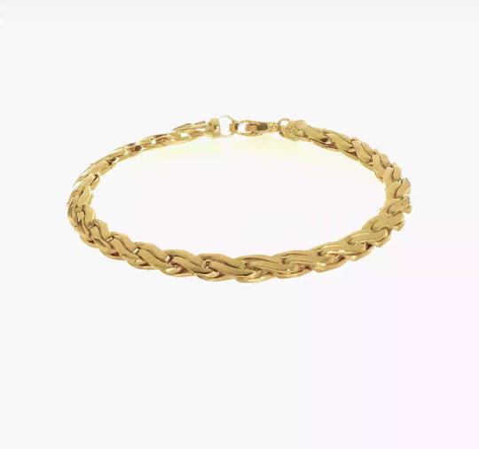 Pulsera 14K Pulida de Enlace Elegante 7.5 Pulgadas