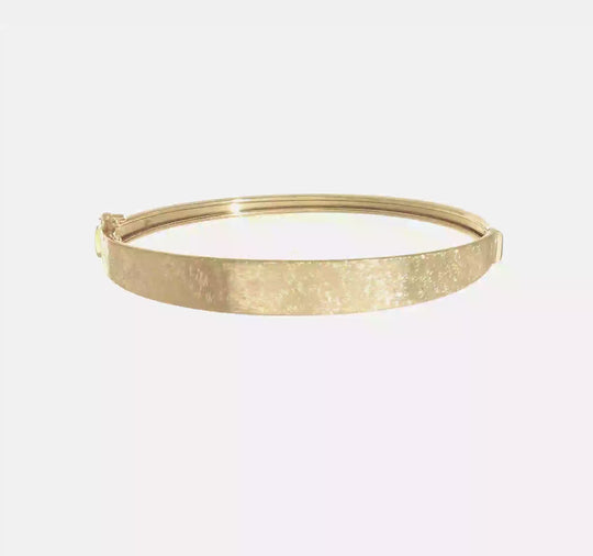 14K Yellow Gold Bangle Bracelet with Satin Finish and Graduated Hinge