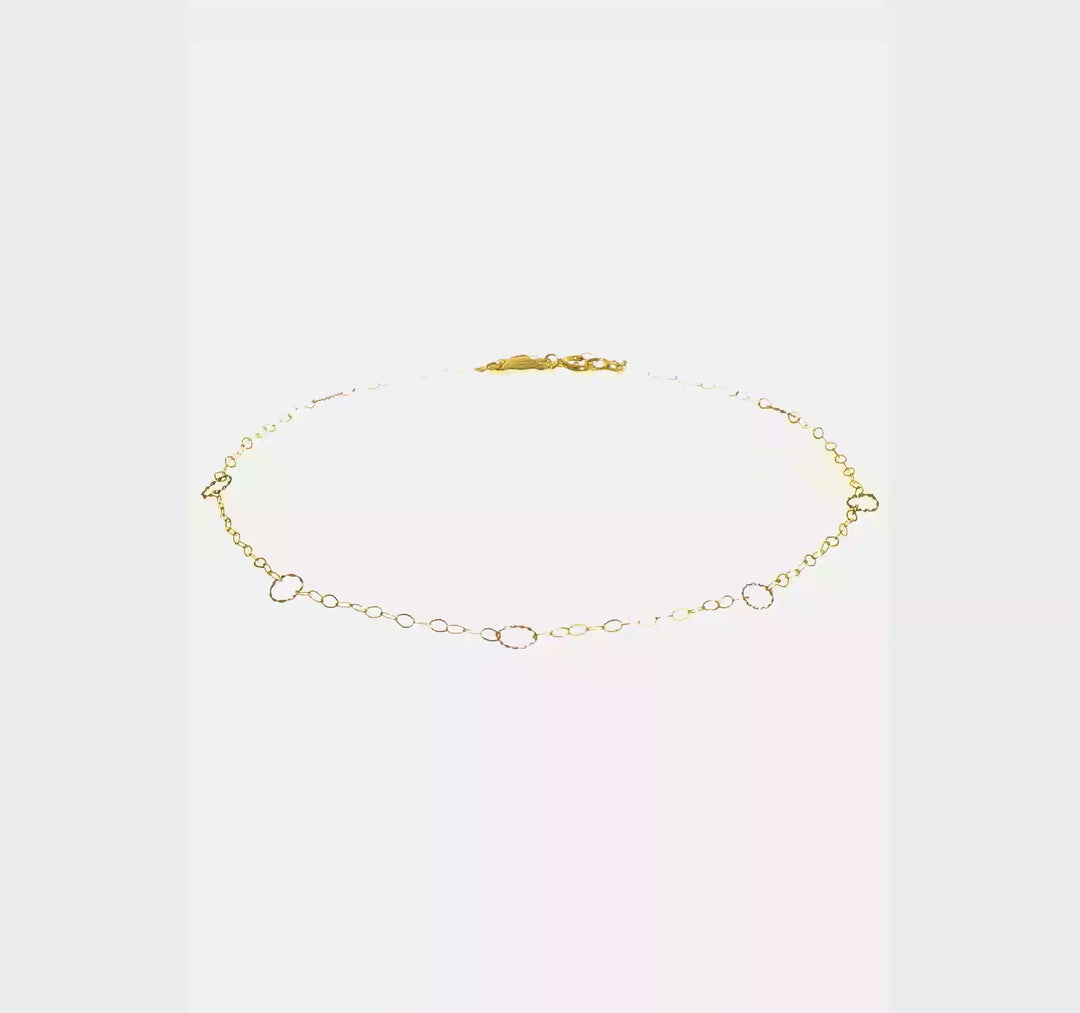Tobillera 14K  en Oro Bicolor con Círculos 9 Pulgadas y  1 Pulgada de Extensión