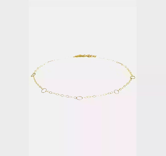 Tobillera 14K  en Oro Bicolor con Círculos 9 Pulgadas y  1 Pulgada de Extensión