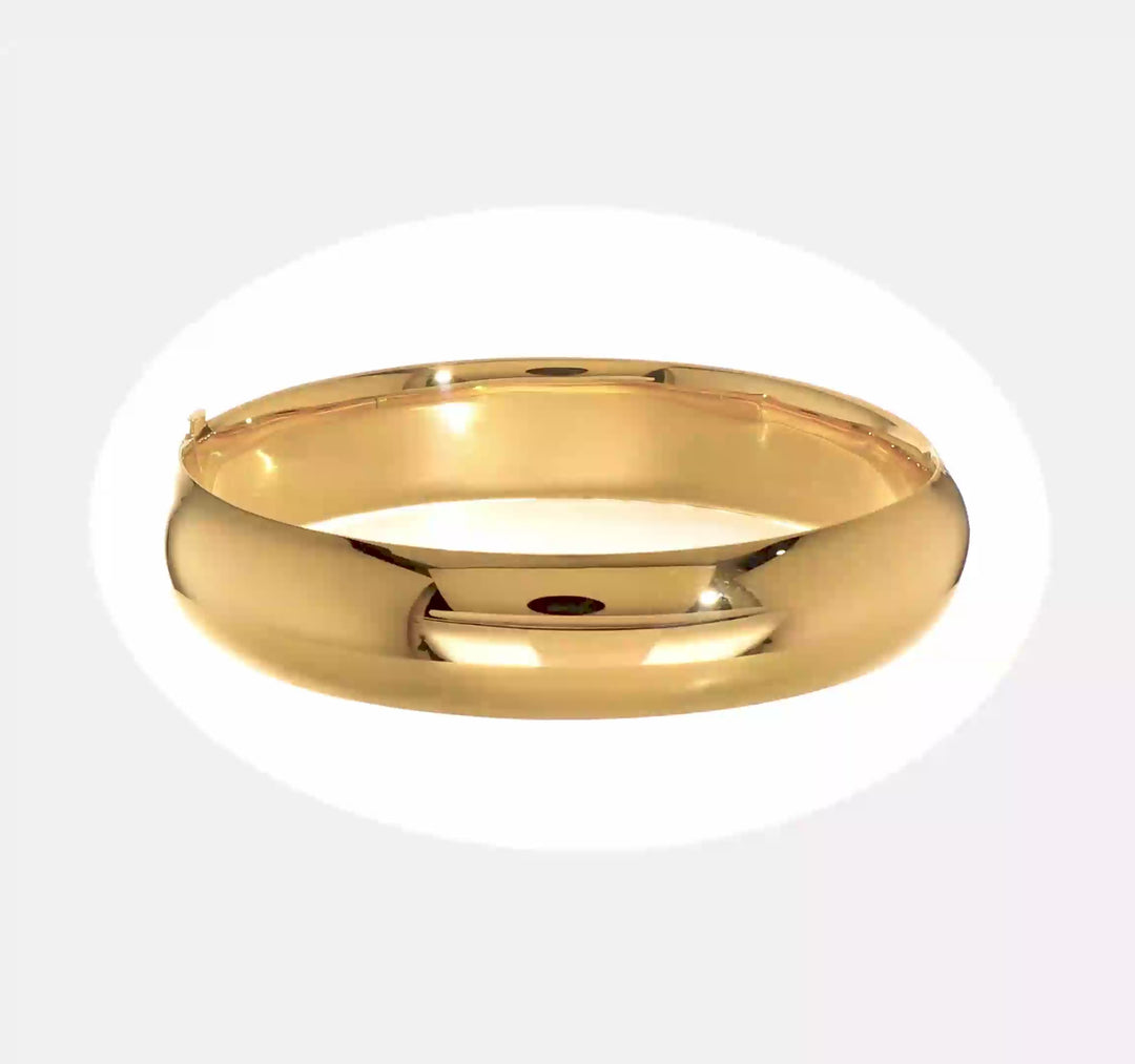 14K Yellow Gold Polished 14.5mm Hinged Bangle Bracelet