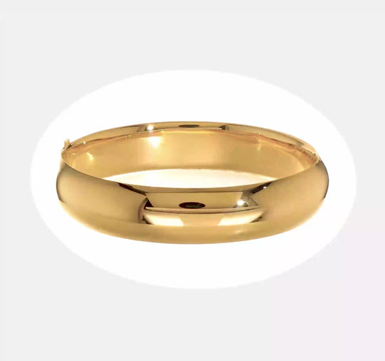 14K Yellow Gold Polished 14.5mm Hinged Bangle Bracelet