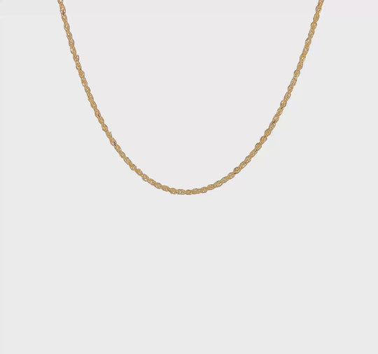 Cadena de Cuerda de Oro Amarillo 10k 24 Pulgadas 1.75mm con Corte Diamante y Cierre tipo Langosta