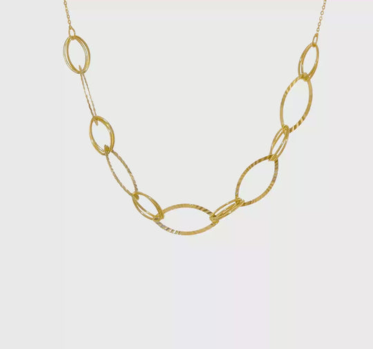 14K Polished Diamond Cut Oval Necklace