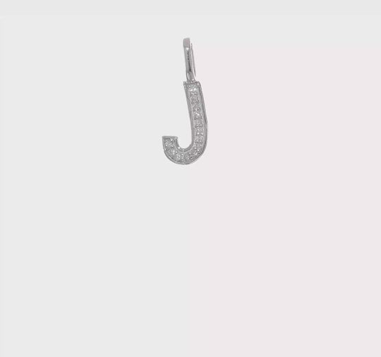 14k White Gold Diamond "J" Initial Pendant